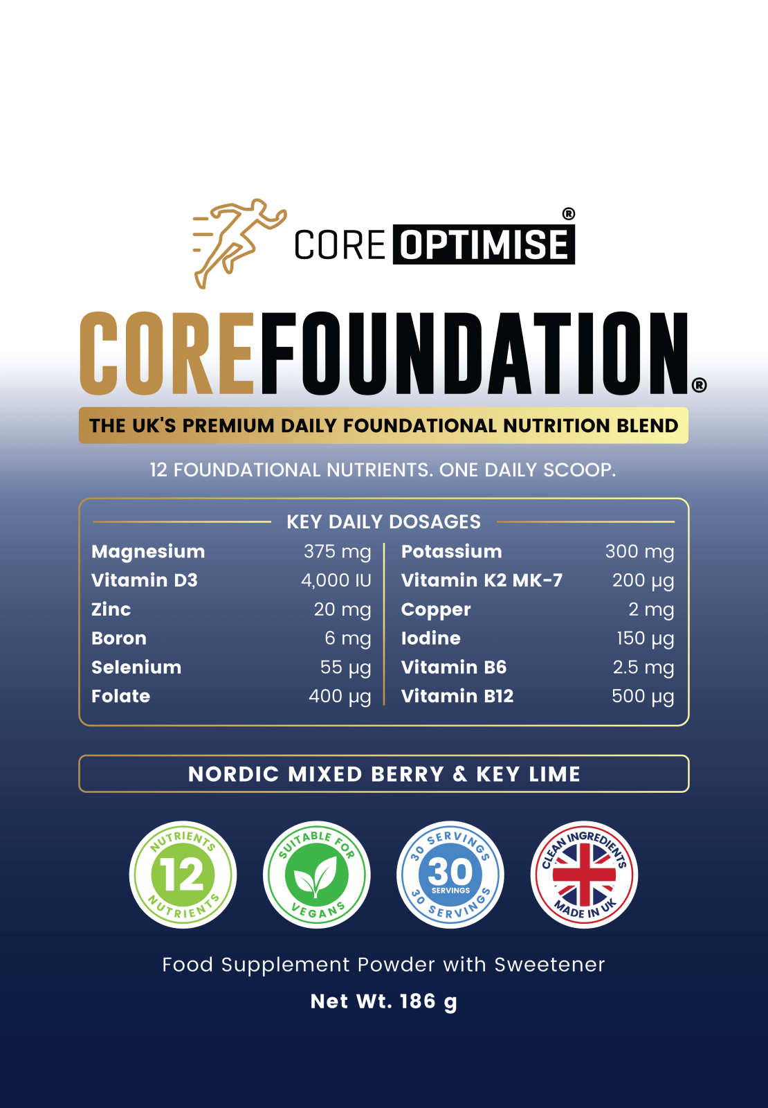 CoreFoundation® Nordic Mixed Berry & Key Lime | Daily Vitamins, Minerals & Foundational Nutrition Powder - CoreOptimise®