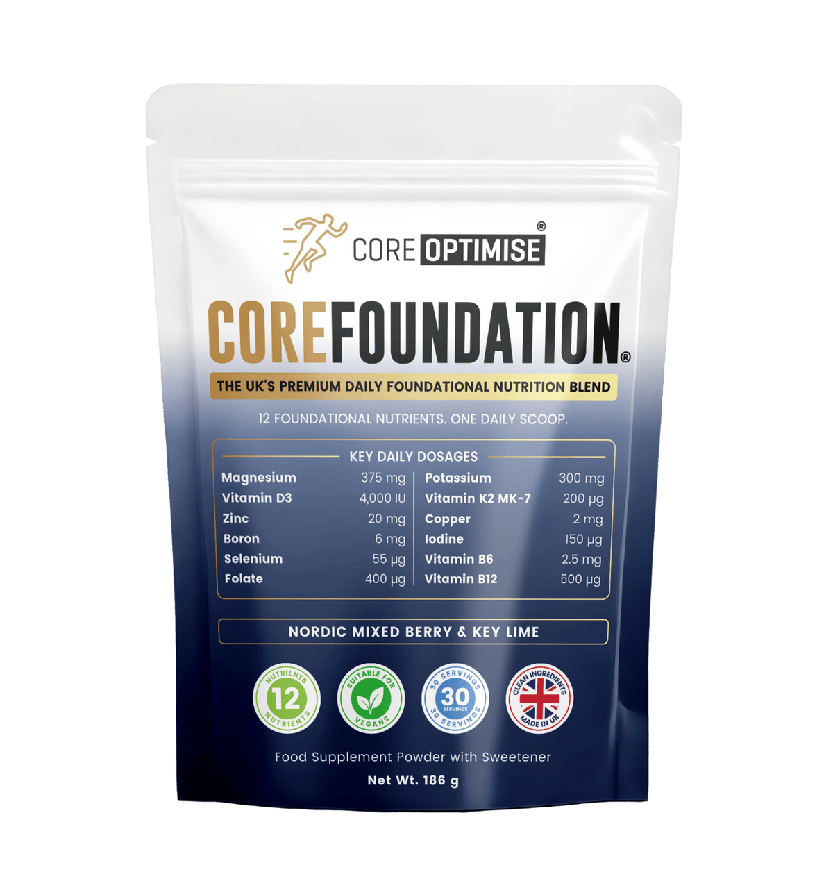 CoreFoundation® Nordic Mixed Berry & Key Lime | Daily Vitamins, Minerals & Foundational Nutrition Powder - CoreOptimise®
